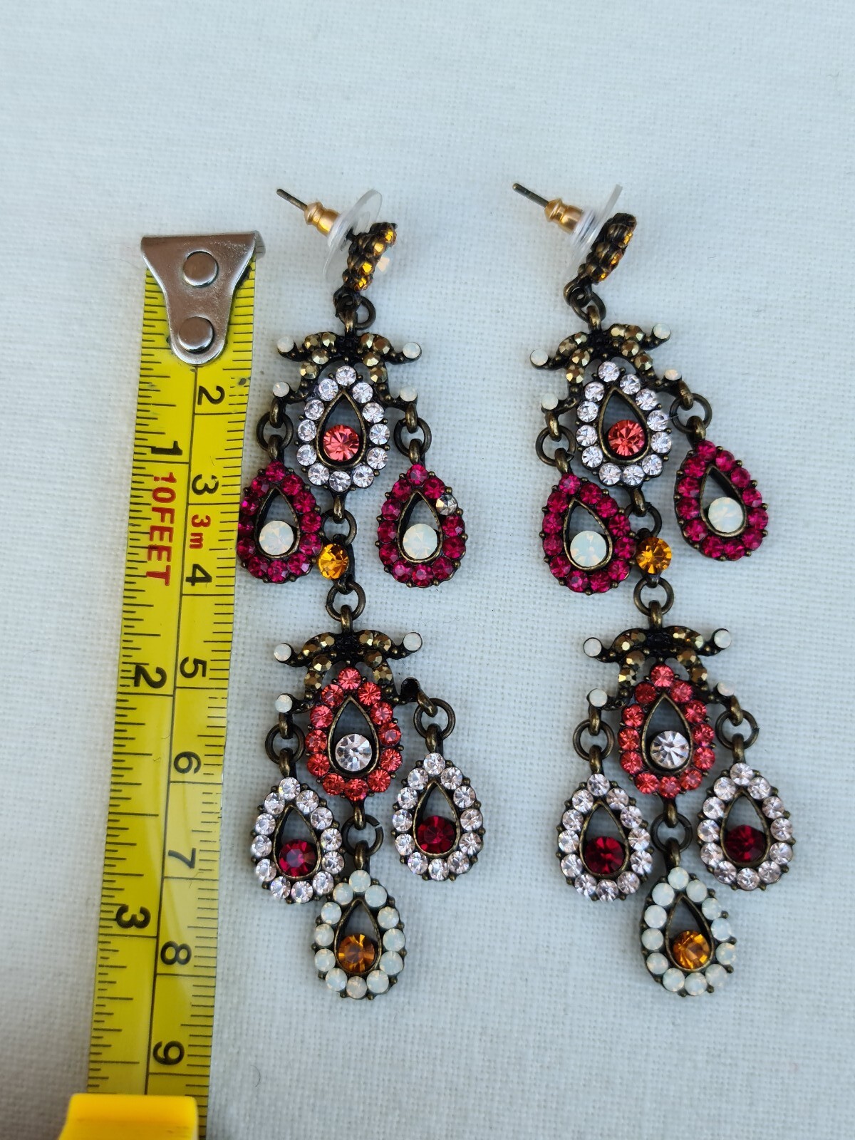 Multi coloured dangle drop earrings - image 4