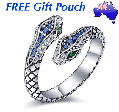 soumake men python ring retro opening adjustable... Colourful Crystal Snake Python Open Adjustable Punk Ring Women’s ...