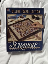 Scrabble Deluxe Travel Edition Crossword 1990 Vintage Milton Bradley Incomplete 