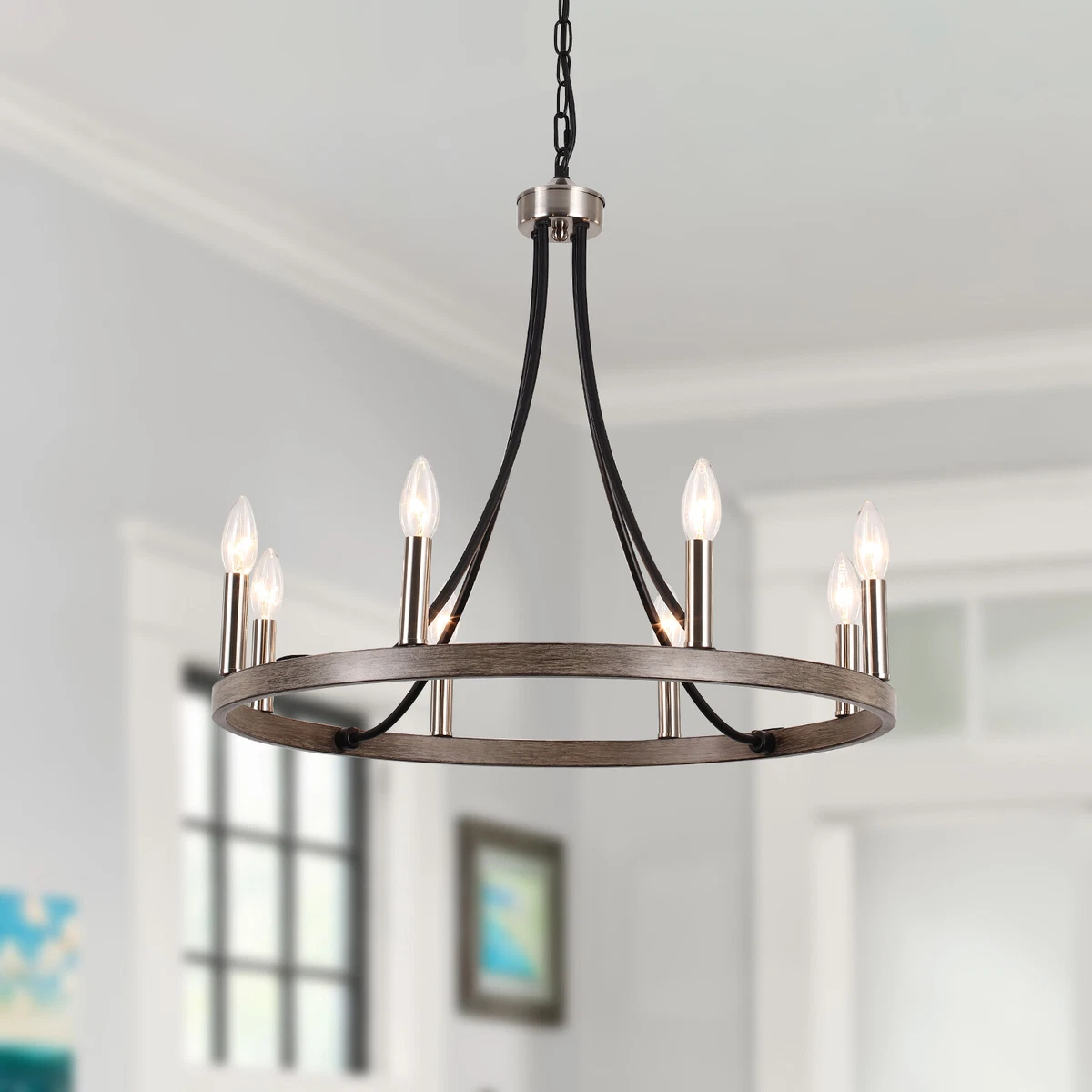 Wagon Wheel Chandelier Pendant Light Fixture Bedroom Ceiling Lighting Foyer Lamp