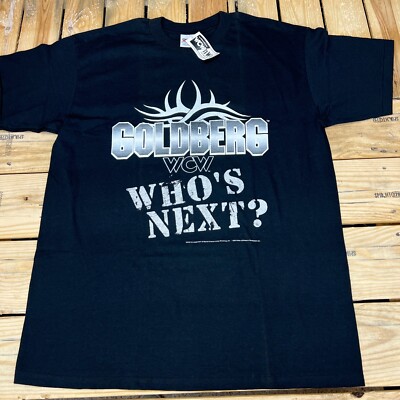 Vtg 1998 Old New Deadstock WCW Goldberg Who's Next Black Graphic T-Shirt Men's