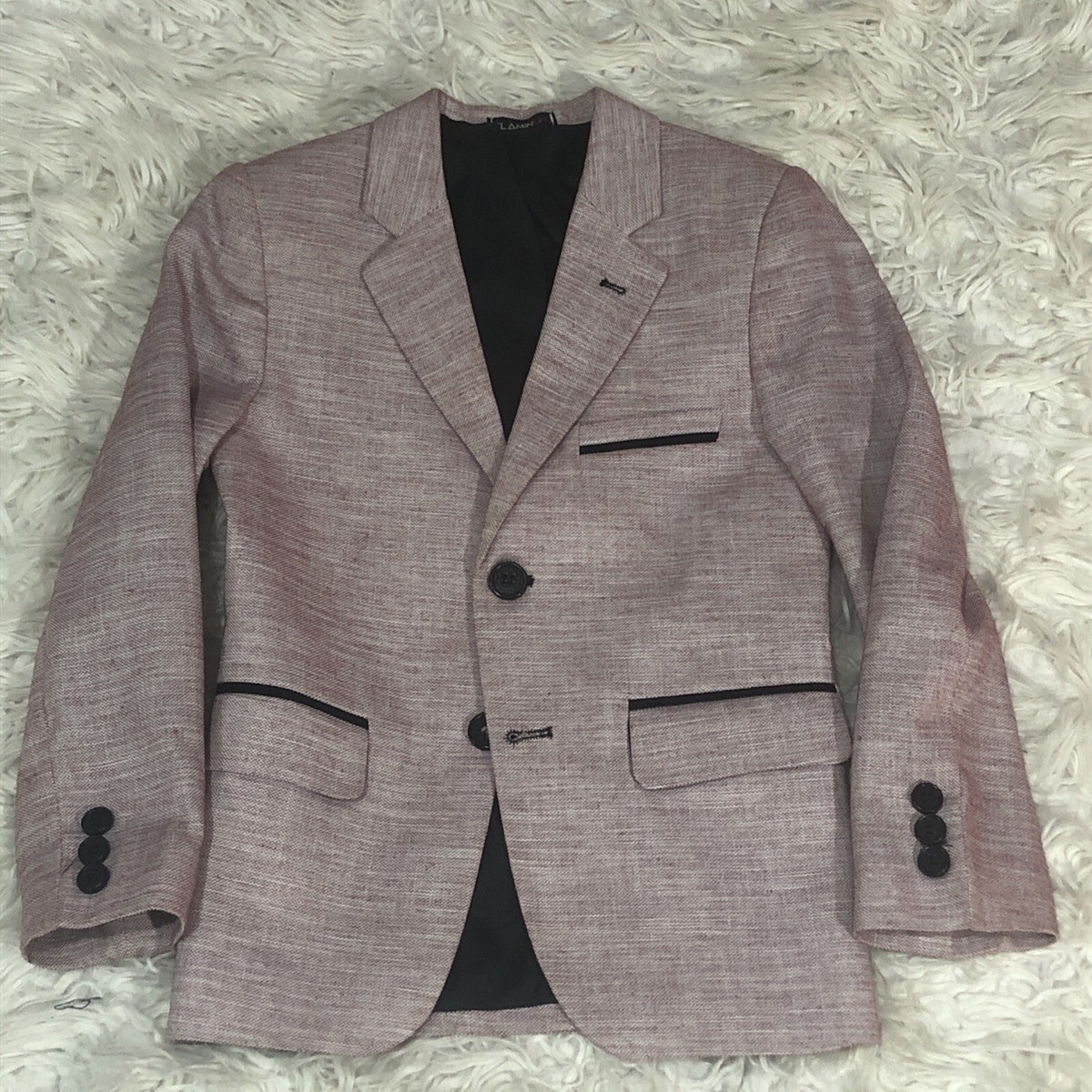 Flamingo Pink Boys Tweed 3Piece Suit Age Jacket Vest Pant Fast