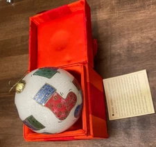 Christmas Stocking Ornament Blown Glass Inside Painted  Decorated   Li Bien 3"