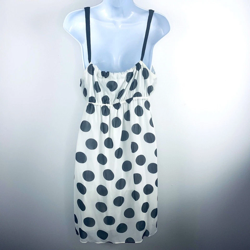 Vestido Twenty One para mujer talla S negro blanco a lunares vestido sin mangas transparente en capas informal Foto 2 de 4