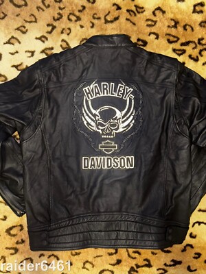 Harley Davidson Men's AGGRESSOR Leather Jacket XL Reflective - Main Image