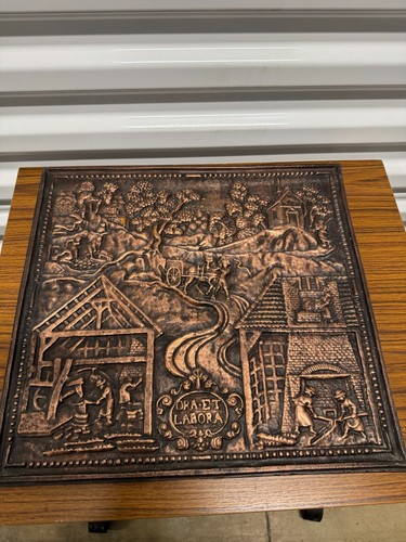 Ora Et Labora Wandfries, Gusseisen Kamin Fireback, L "15,5"X14,5"