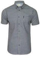 Mens Ben Sherman Short Sleeve Chest Pocket Gingham Check Shirt 59142 - Dark Blue