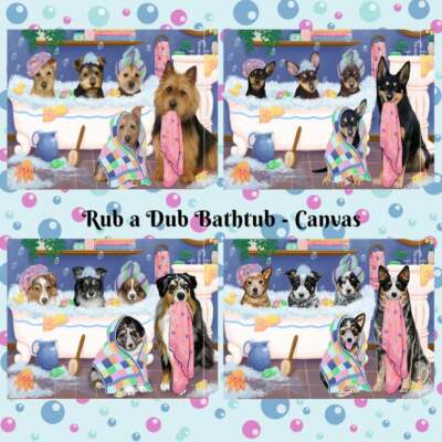 Rub a Dub Dog Cat in a Tub Canvas Wall Art, Pet Photo Lovers Gift Home Decor