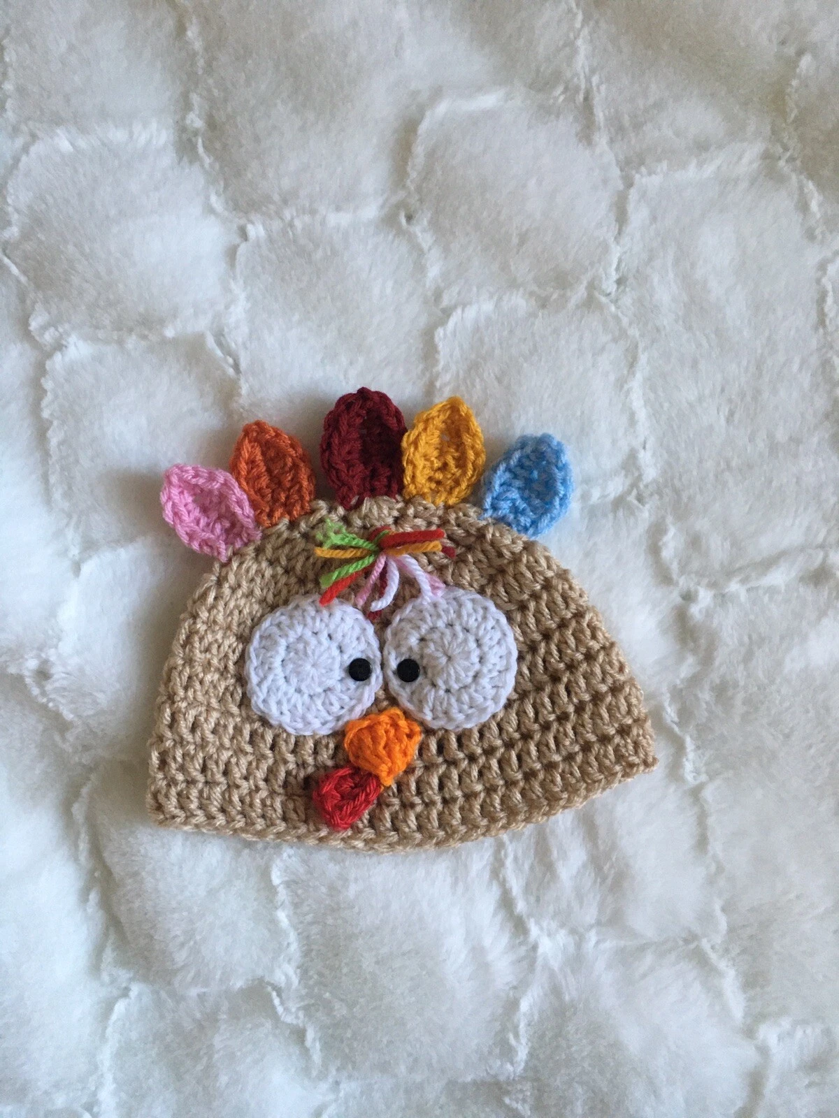 Crochet Baby Thanksgiving Turkey Handmade Turkey Hat, Thanksgiving Hat (3-6M)