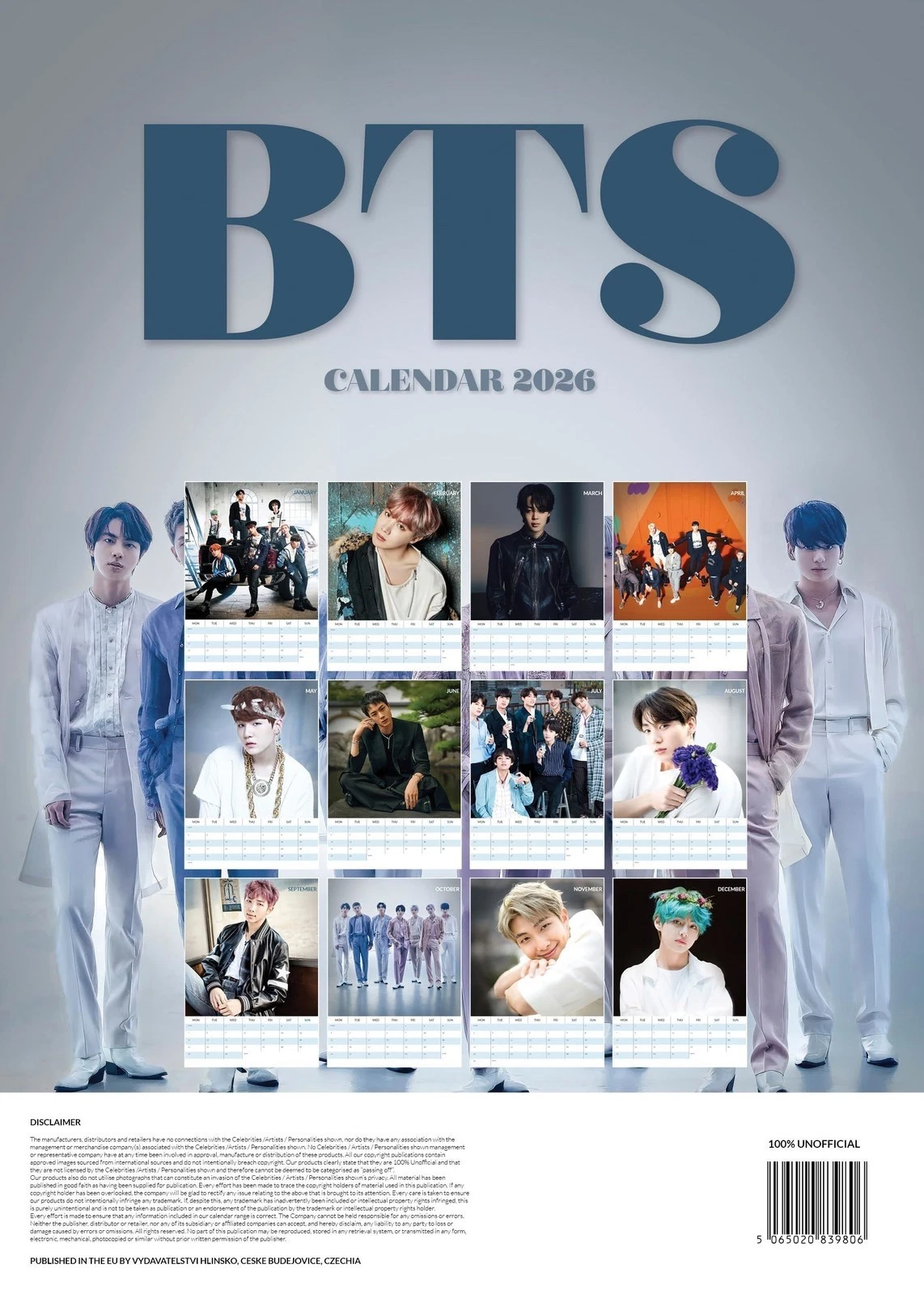 BTS 2026 Vertical Wall Calendar