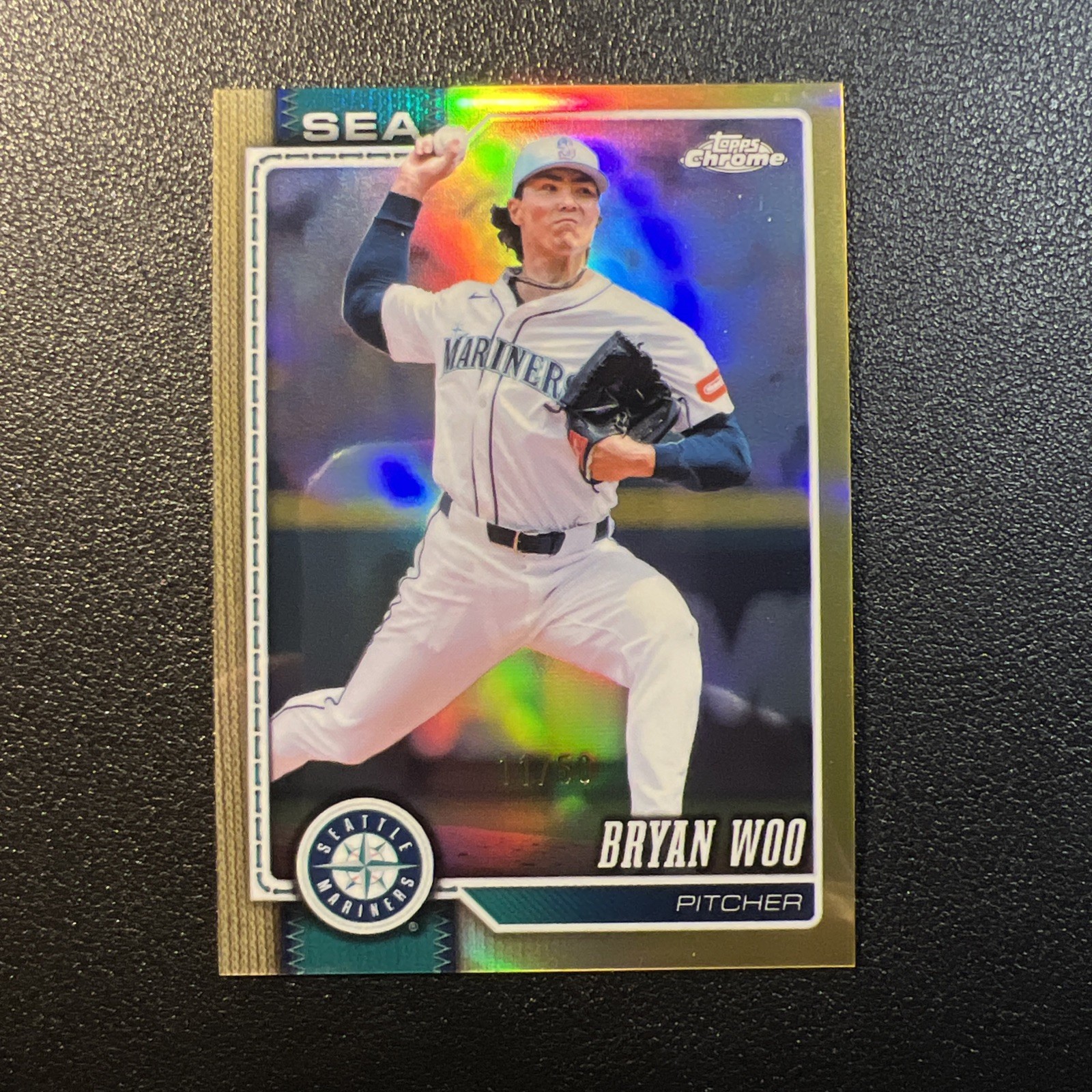 2026 Topps Chrome Bryan Woo Gold Wave Refractor /50 Seattle Mariners