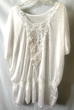 Second Skin NYC BEACH Bright White Top Embroi...