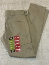 Dickies Flex Men's Slim Skinny Fit Twill Work Pant Tan 30x32 NWT