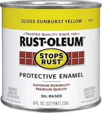 7747730 Stops Rust Brush on Paint, Half Pint, Gloss Sunburst Yellow 8 Fl Oz (Pac