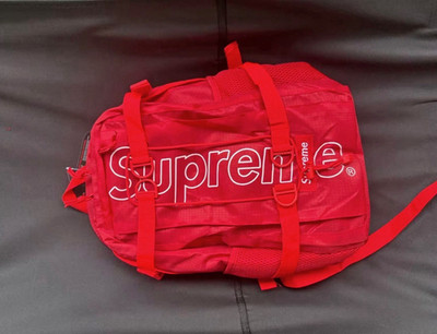 Supreme Red Backpack Zip & Buckle Closure Adjustable Straps Pockets