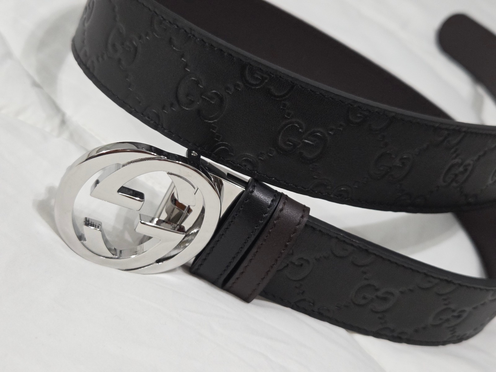 Authentic Reversible Black & Brown Leather Gucci … - image 10