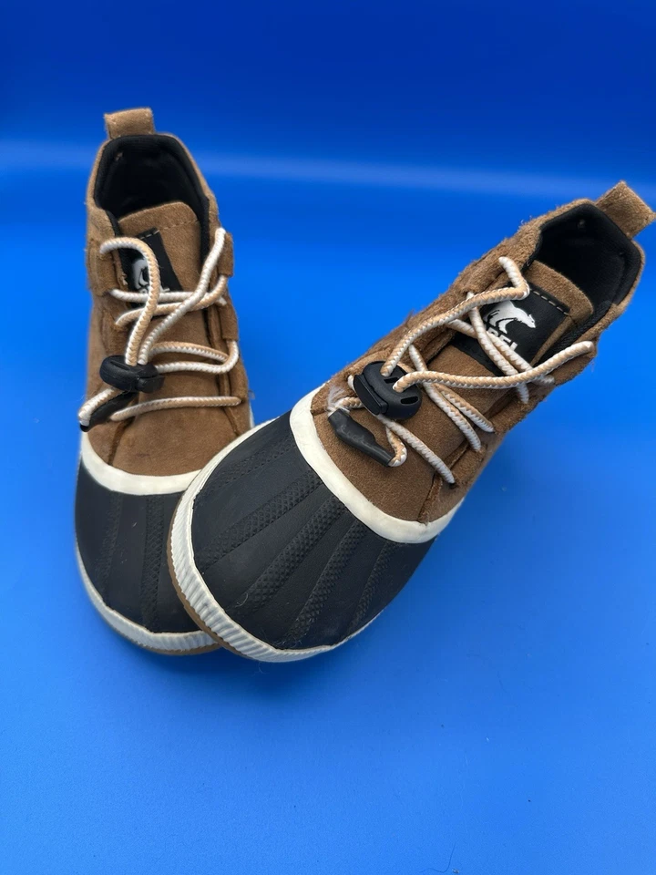 Sorel Out N About 1V Juvenil Talla 2 Lt Marrón Gamuza Negro Impermeable Botines Foto 2 de 4