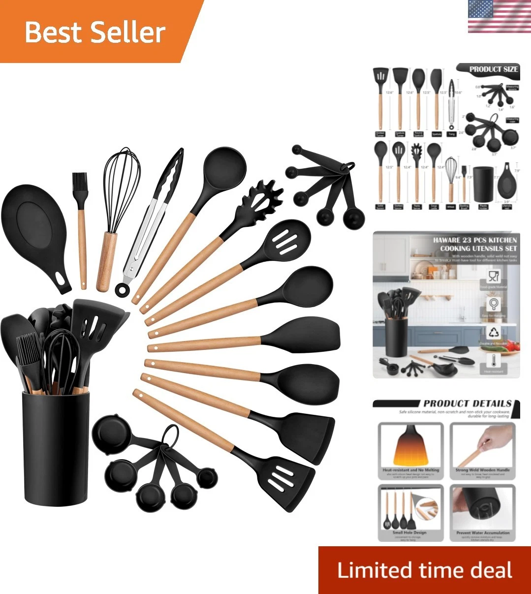 Kitchen Cooking Utensils Set, 23-Piece Silicone Kitchen Utensils Spatula Set ...