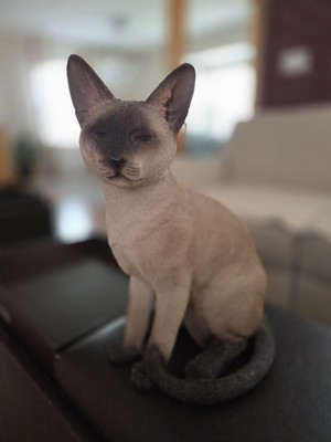 Cat Sitting Garden Statue Natural Size 13 ''