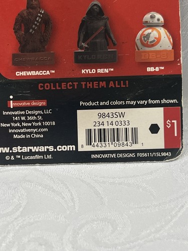 Genuine Disney Star Wars Small 2 1/2" (inch) Chewbacca Eraser / Pencil Topper - Picture 3 of 5