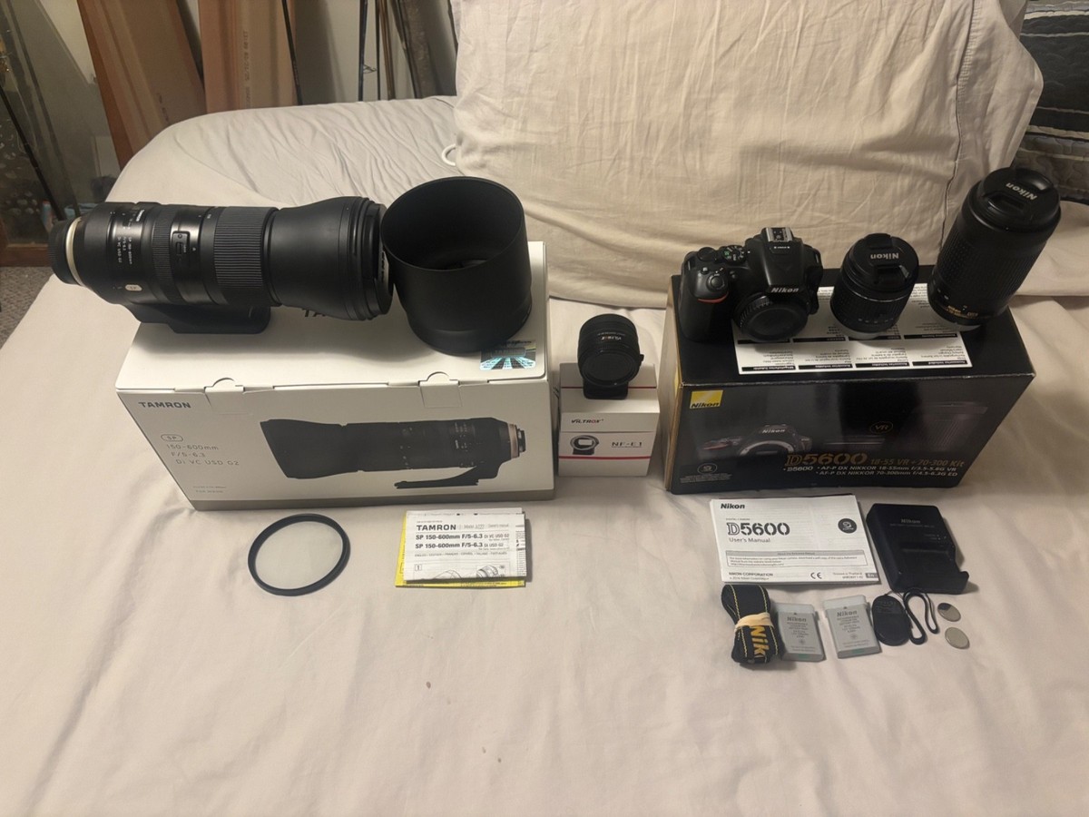 Nikon D5600 DSLR Camera Kit with 18-55mm and 70-300mm and Tamron 