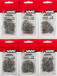 (LOT OF 6) VMC STAINLESS STEEL ROLLING SWIVEL SIZE 5 SSRS#5VP I2204