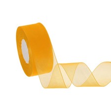 Organza Ribbon 1-1/2 Inch 50 Yards Sheer Ribbons for Gift Wrapping, Gold Tone
