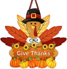 Thanksgiving Turkey Door Sign Wreath Farmhouse Rustic Sunflowers Decor