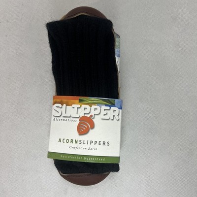 Acorn Slippers Sock Alternatives Men Size Small 7.5 Brown Black Wool Leather