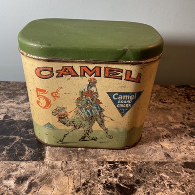 VINTAGE COLLECTIBLE EMPTY CIGAR TIN CAMEL 5 CENTS FACTORY No1 1st DISTRICT OHIO 