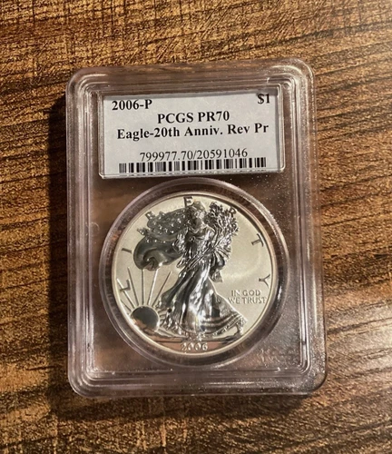 2006-P $1 American Silver Eagle 20th Anniversary Reverse PR70 PCGS