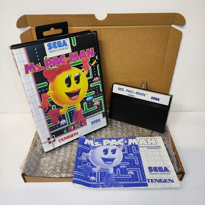 Sega Master System Ms Pac-Man Game Cartridge komplett mit Handbuch Tracked sehr guter Zustand