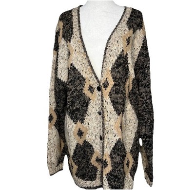 Vintage Gina Peters Medium Open Knit Boho Cardigan Burning Man Grandma Hipster