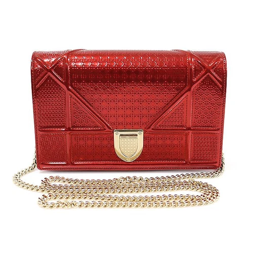 Dior métallisé rouge breveté ama chaîne dorée WOC pochette bandoulière 50894CD 125070834
