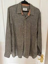 Mens WHITE STUFF Grey Linen Blend Long Sleeve Casual Holiday Shirt Size M