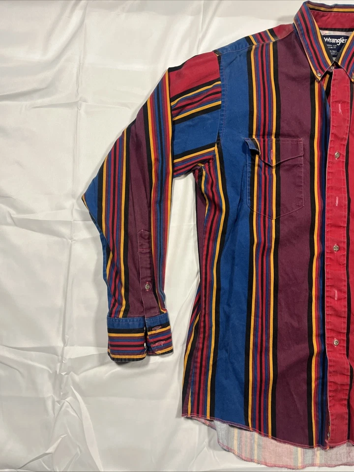 Vintage Wrangler Brushpopper 90s Cowboy Rodeo Western Striped Large XLong Tails - Image 2 of 4