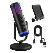 PUPGSIS Gaming Microphone for PC, Noise Cancellation Condenser Mic with RGB Ligh