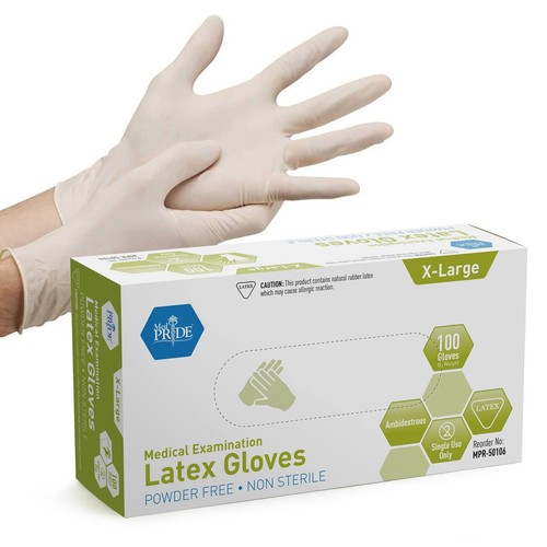 Medical Latex Examination Gloves (X-Large, 100-Count) Ultra-Strong 5 mil Thic...