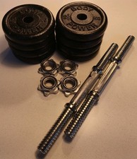 Body Power 20KG Cast Iron Dumbbell Set 8X2.5KG Plates 4XSpinlock Collars 2XBars