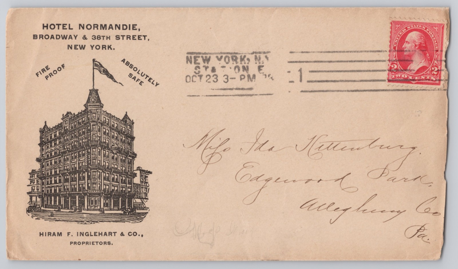 New York, NY Hotel Normandie, Broadway & 38th Street, Un 1893