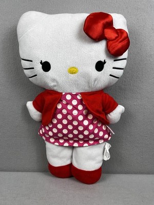 2012 Sanrio Hello Kitty Red & Pink Polka Dot Dress Pillow Plush 21''