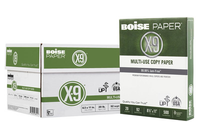 Boise X-9 Multi-Use Printer & Copy Paper, 8.5 x 11, White, 20 lb, 10 Ream Carton