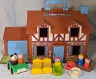 Vintage 1969 Fisher-Price Little People 952 Brown House Figures & Accessories