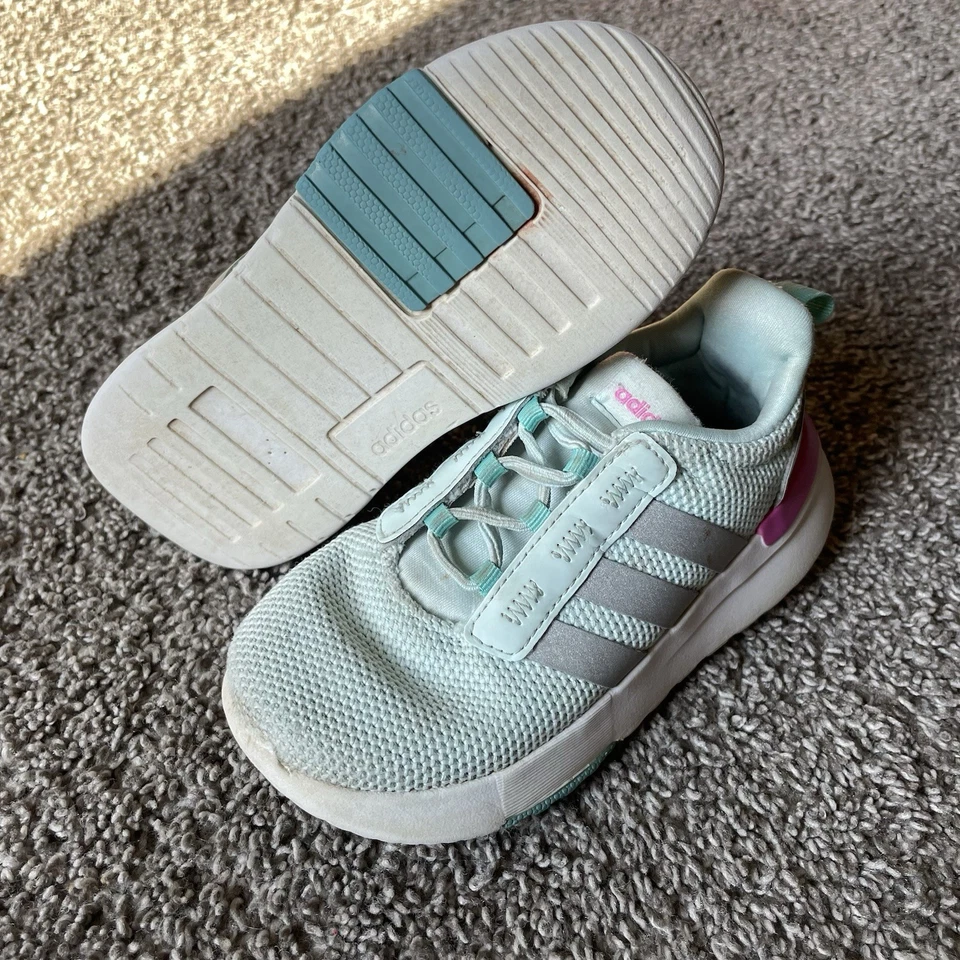 Adidas Niñas Pequeñas 9K Lite Corredor Verde Azulado Rosa Sin Corbata Tenis Zapatos sin Cordones Foto 2 de 4
