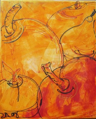 Apfel Küchenbild Öl/LW Gastrobild 60x50 original Sonja Zeltner-Müller D'dorf