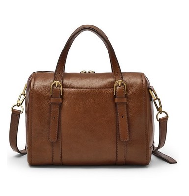FOSSIL Carlie Brown Leather Convertible Satchel Crossbody Purse Bag