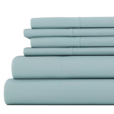 6-Piece Solid Ocean Queen Bed Sheet Set