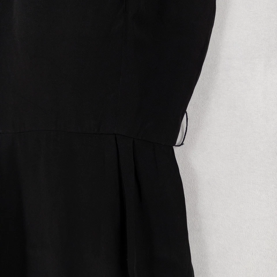 Vestido Ralph Lauren Vintage Para Mujer 4 Negro Profundo Espalda en V LBD Plisado Hecho en EE. UU. Foto 4 de 4