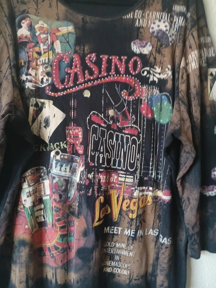 Camisa De Colección Cactus Para Mujer Extra Grande Negra Casino Las Vegas Gráfico Años 90 EE. UU. Foto 4 de 4
