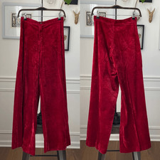 Vintage 70s Red Velveteen Extreme Wide Leg Palazzo Pants XS 2 4